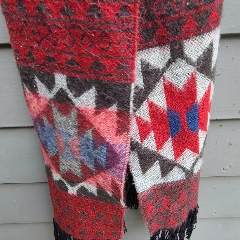 Acrylic Winter Scarf Black Burgundy Gray